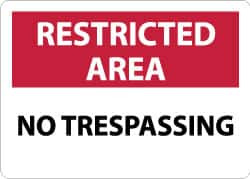 NMC RA21AB RESTRICTED AREA - NO TRESPASSING, 10" LO
