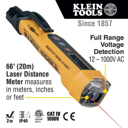 KLEIN TOOLS NCVT-6 NON-CONTACT VOLT TESTERW/ LASER DISTANCE