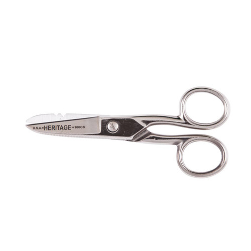 KLEIN TOOLS 100CS SERRATED ELECTRICIAN SCISSORS WITH STRIP