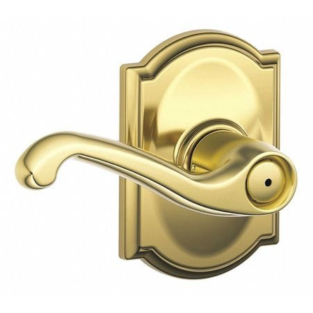 SCHLAGE F40 FLA 605 CAM DOOR LEVER LOCKSET BRIGHT BRASS PRIVACY