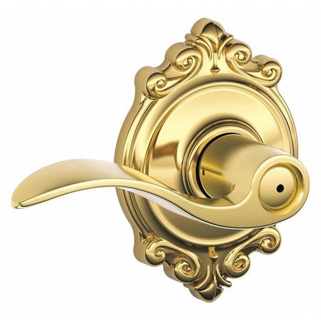SCHLAGE F40 ACC 605 BRK DOOR LEVER LOCKSET BRIGHT BRASS PRIVACY
