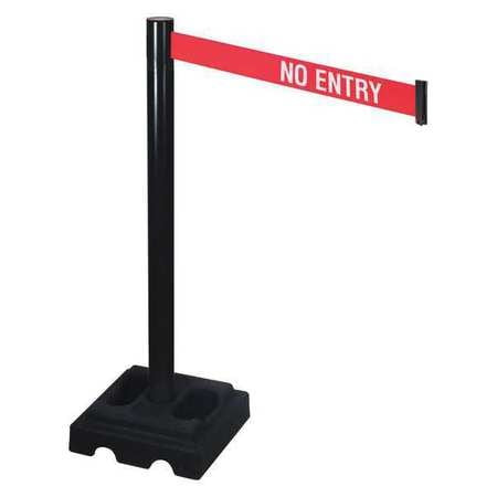 RETRACTA-BELT 332BA-NE BARRIER POST BLACK NO ENTRY SQUARE