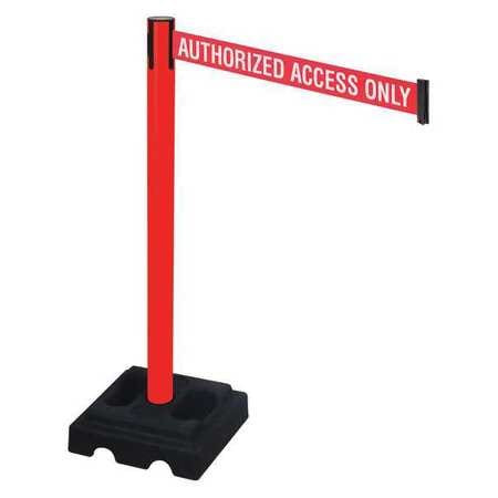 RETRACTA-BELT 332PRD-AAO BARRIER POST RED/WHITE BELT TEXT SQUARE