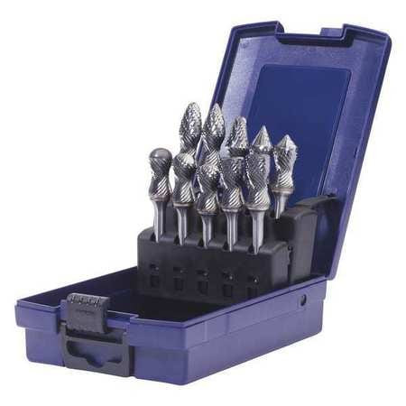 SGS PRO 18225 CARBIDE BUR SET DOUBLE CUT 10PCS. 1/4IN