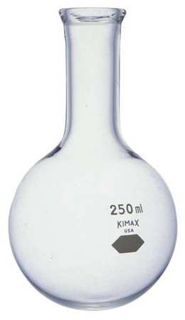 KIMAX 25200-250 ROUND BOTTOM FLASK 250ML GLASS PK12