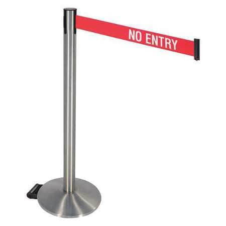 RETRACTA-BELT 334SS-NE BARRIER POST W/WHEELS 40 IN H NO ENTRY