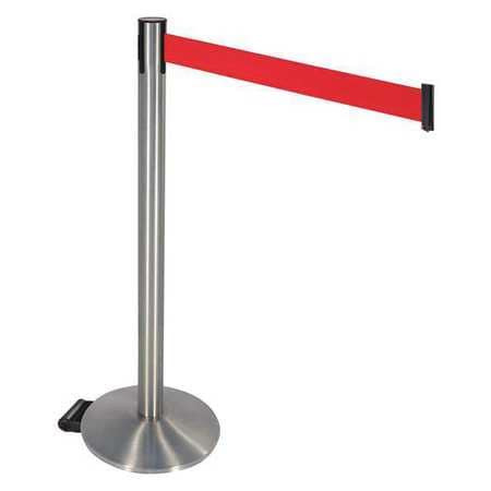 RETRACTA-BELT 334SS-RD BARRIER POST RED BELT W/WHEELS SS POST
