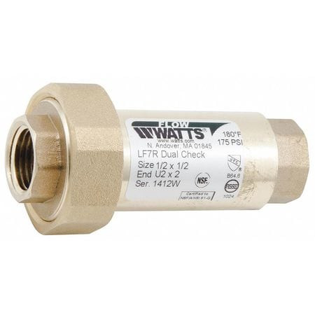 WATTS LF7RU2-2 DUAL CHECK VALVE COPPER ALLOY 1/2 FNPT