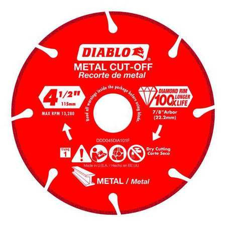 DIABLO CONTROLS INC. DDD045DIA101F DISC METAL CUTTING DIAM 4.5IN