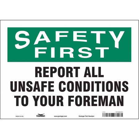 CONDOR USA INC 475H46 SAFETY SIGN 14 W 10 H 0.004 THICKNESS