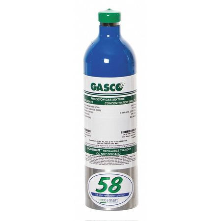 GASCO 58ES-98-10 CALIBRATION GAS CYLINDER CAPACITY 58L