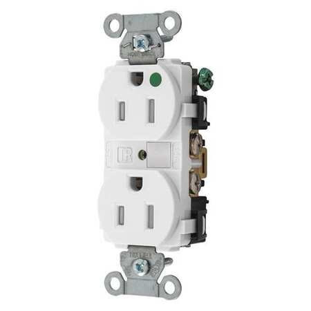 BRYANT 8200HBWTR RECEPTACLE,WHITE,15A,NYLON,DUPLEX OUTLET