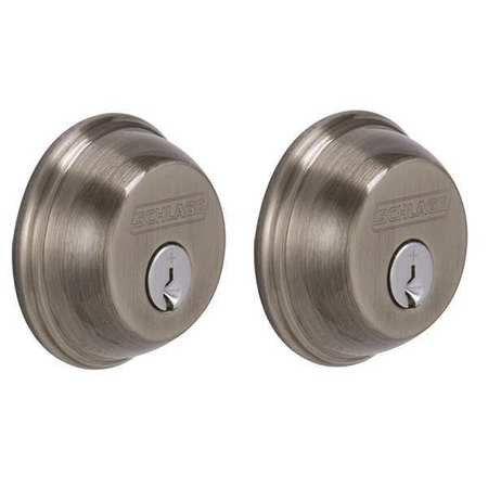 SCHLAGE B62N 620 DEADBOLT ANTIQUE PEWTER DOUBLE CYLINDER