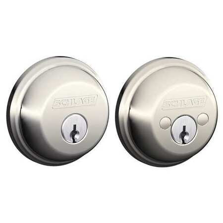 SCHLAGE B62N 618 DEADBOLT POLISHED NICKEL DOUBLE CYLINDER
