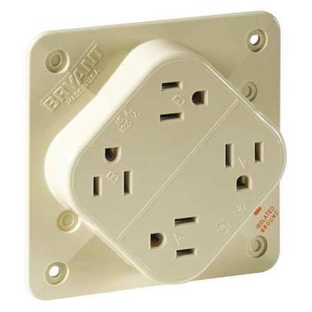 BRYANT 1254SIA RECEPTACLE IVORY QUAD OUTLET 15A 125VAC