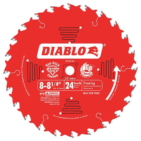 DIABLO CONTROLS INC. D0824X CIRCULAR SAW BLADE DIA. 8-1/4 IN.