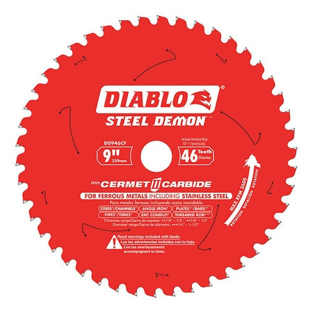 DIABLO CONTROLS INC. D0946CF CIRCULAR SAW BLADE BLADE DIA 9 IN.