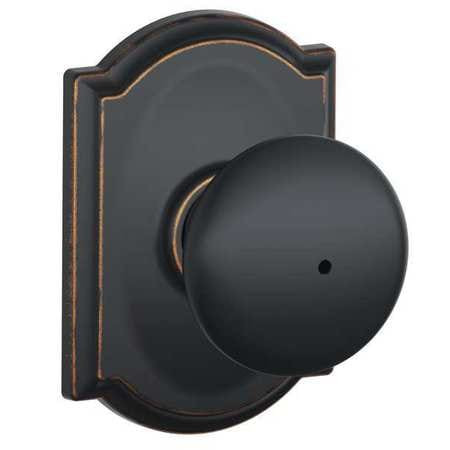 SCHLAGE F40 PLY 716 PRIVACY LOCK, PLYMOUTH KNOB, ANTIQUE BRO