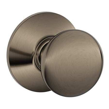 SCHLAGE F10 PLY 620 PASSAGE LATCH, PLYMOUTH KNOB, ANTIQUE NI