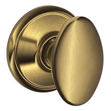 SCHLAGE F10 SIE 609 PASSAGE LATCH, SIENA KNOB, ANTIQUE BRASS
