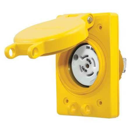 HUBBELL HBL67W83 LOCKING RECEPTACLE YELLOW 347/600VAC 20A