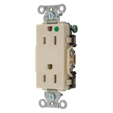 HUBBELL 2172IV RECEPTACLE IVORY 0.5 HP 3 WIRES 2 POLES