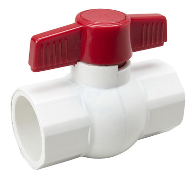 MUELLER INDUSTRIES 107-635 SOLVENT BALL VALVE, WHITE PVC, 1-IN.