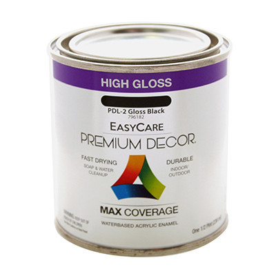 TRUE VALUE MFG COMPANY PDL2-QT PREMIUM DECOR BLACK GLOSS ENAMEL PAINT, 
