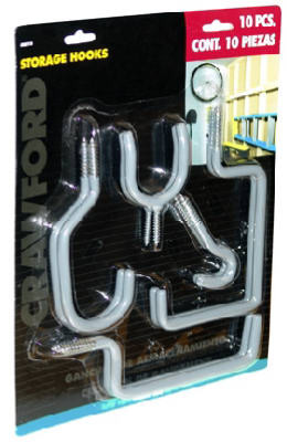 CRAWFORD PRODUCTS OR10 STORAGE HOOKS, 10-PACK