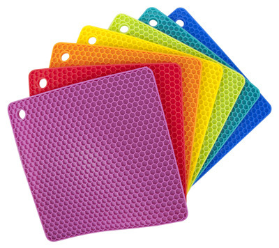 CORE HOME 10958-TV TRIVET, SQUARE, SILICONE, ASSORTED COLOR