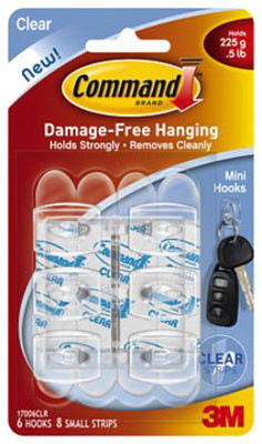 3M 17006CLR-ES COMMAND MINI CLEAR HOOKS