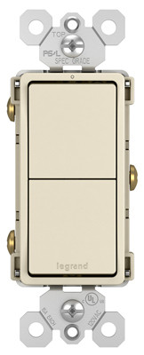 PASS & SEYMOUR RCD11LACC6 RADIANT 2 SINGLE-POLE SWITCH, 15A, LIGHT