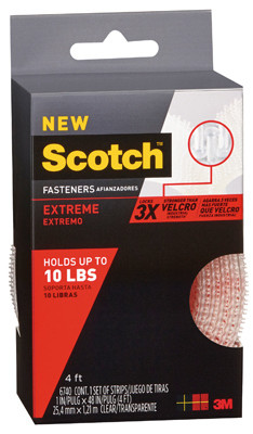 3M RF6740 EXTREME FASTENERS, CLEAR, 1-IN. X 4-FT.