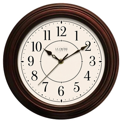 LA CROSSE TECHNOLOGY 404-2630W FAUX WOOD WALL CLOCK, 12-IN.