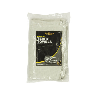 TIGER ACCESSORY GROUP 3-685-58 CAR DETAILING TOWEL, WHITE COTTON TERRY,