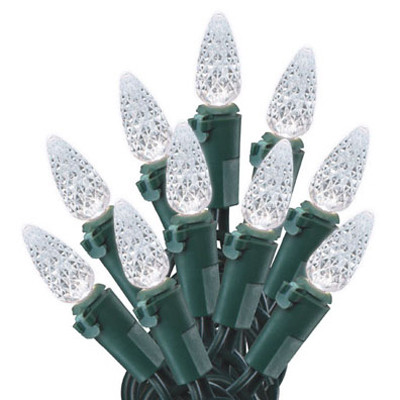 INLITEN LLC-IMPORT 47940-88A CHRISTMAS LED LIGHT SET, C6, COOL WHITE,