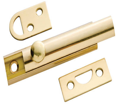 BELWITH PRODUCTS LLC 1849 DOOR SURFACE BOLT, 2 KEEPERS, BRASS, 3-I