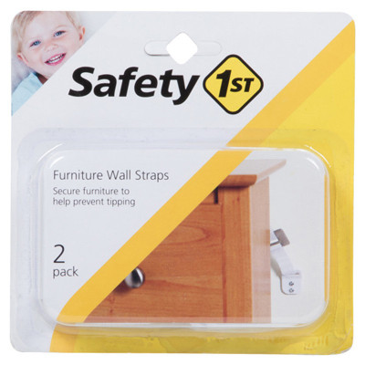 SAFETY 1ST 11014 FURNITURE WALL STRAP, WHITE CANVAS, 2-PK