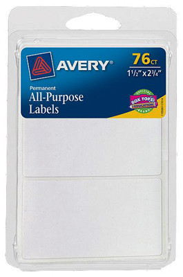 AVERY 06117 RECTANGLE LABEL, WHITE, 1.5 X 2.75-IN., 