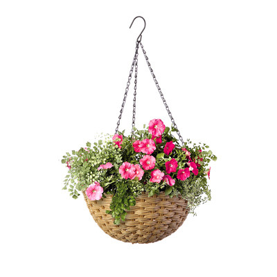 PANACEA 82305GT WICKER HANGING BASKET, RESIN, 14-IN.