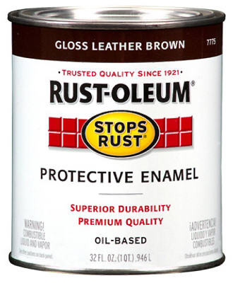 RUST-OLEUM 7775-502 STOPS RUST QT. GLOSS LEATHER BROWN ENAME
