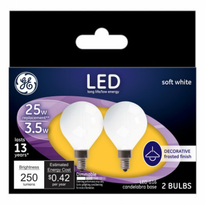 GENERAL ELECTRIC 28280 DECORATIVELED LIGHT BULBS, CANDELABRA BA