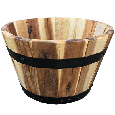 AVERA HOME GOODS LLC AWP304115 WOOD BARREL WOOD PLANTER, 11.5 X 7-IN.