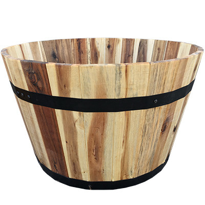 AVERA HOME GOODS LLC AWP304210 WOOD BARREL WOOD PLANTER, 21 X 12-IN.