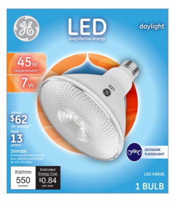 GENERAL ELECTRIC 38461 LED FLOOD LIGHT BULB, DAYLIGHT, CLEAR, 5