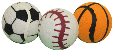 MULTIPET INTERNATIONAL 29163 DOG TOY, SPORT BALLS, 2.5-IN., 3-PK.