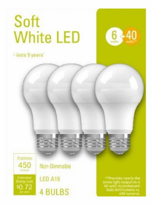 GENERAL ELECTRIC 32577 LED LIGHT BULBS, A19, SOFT WHITE, 450 LU