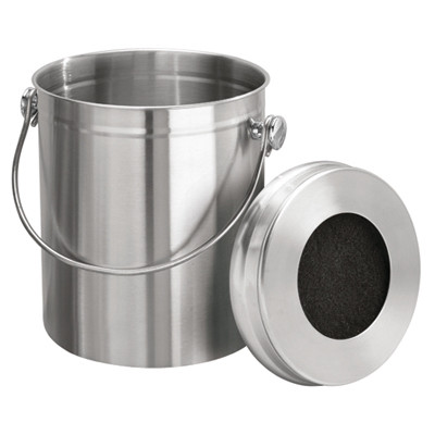 INTER-DESIGN 32650 KITCHEN COMPOST BIN, STAINLESS STEEL, 1.