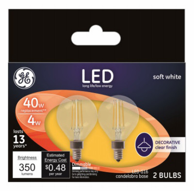 GENERAL ELECTRIC 24535 DECORATIVE LED LIGHT BULBS, CANDELABRA B