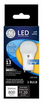 GENERAL ELECTRIC 44775 BULB LED A19 GU24 SOFT WHT 10W